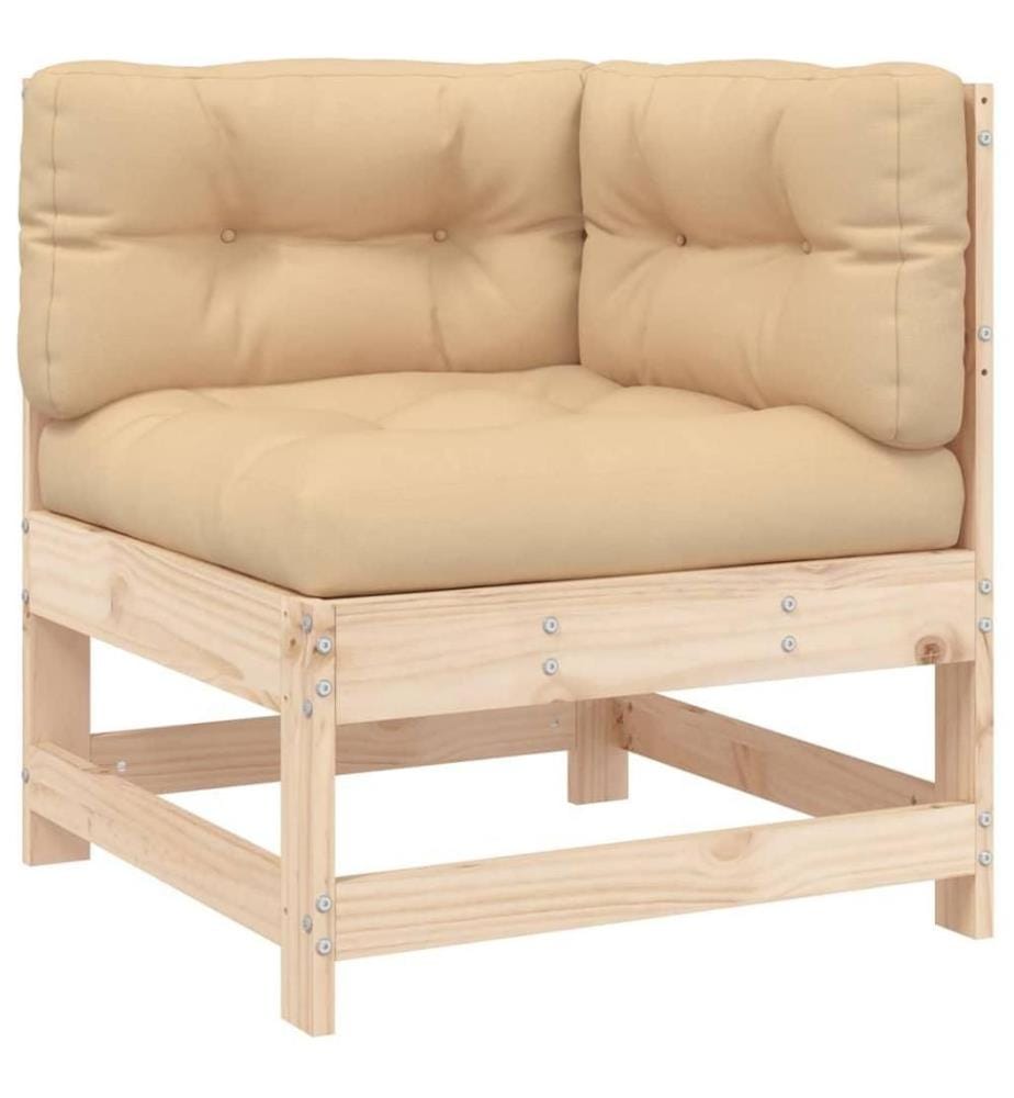 4-tlg. Garten-Lounge-Set mit Kissen Massivholz