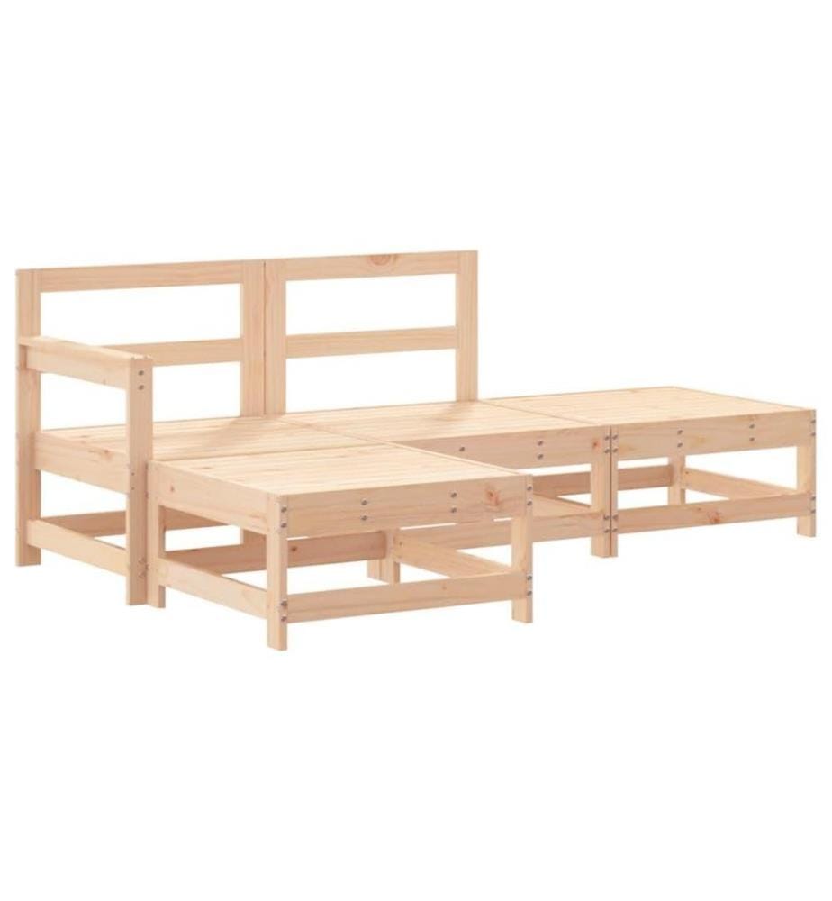 4-tlg. Garten-Lounge-Set mit Kissen Massivholz