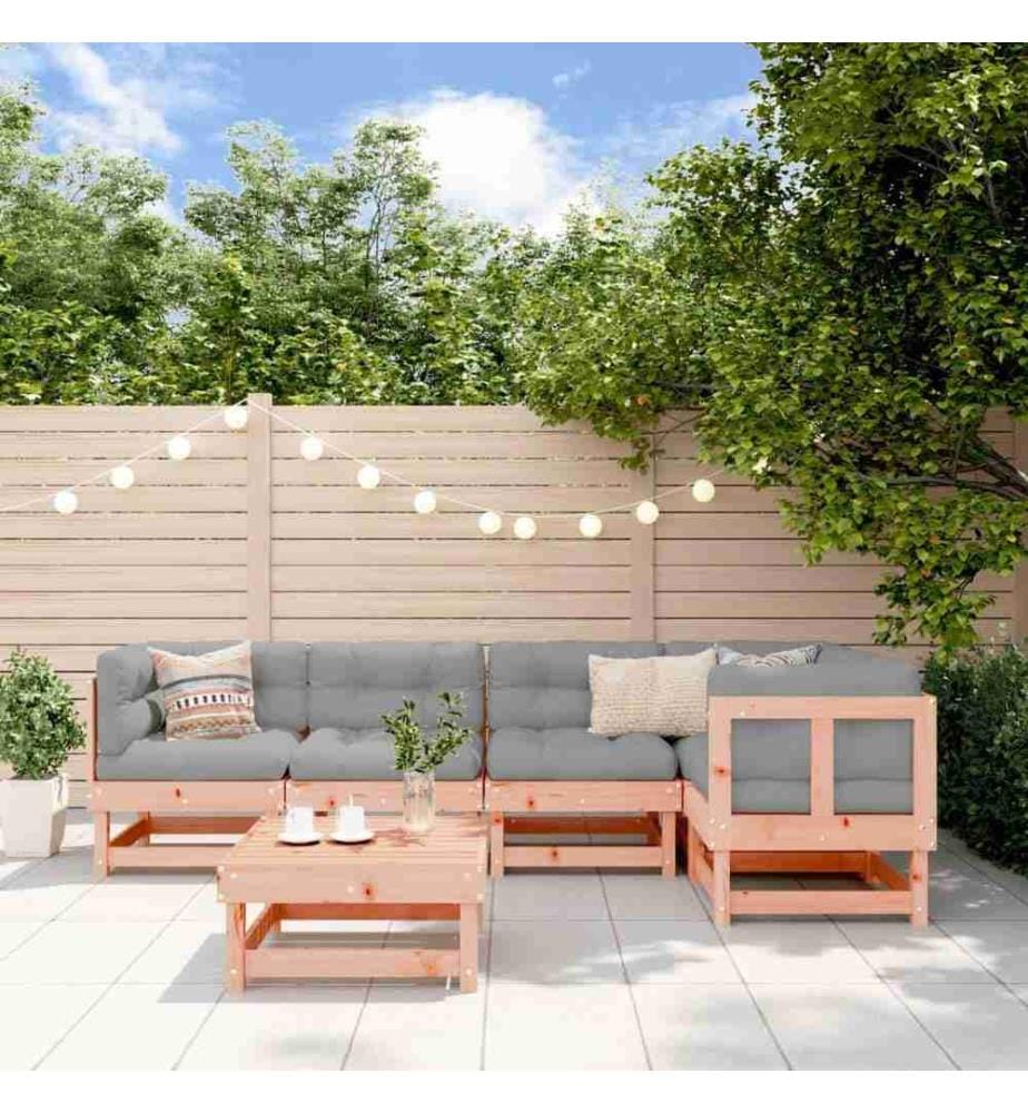 6-tlg. Garten-Lounge-Set mit Kissen Massivholz Douglasie