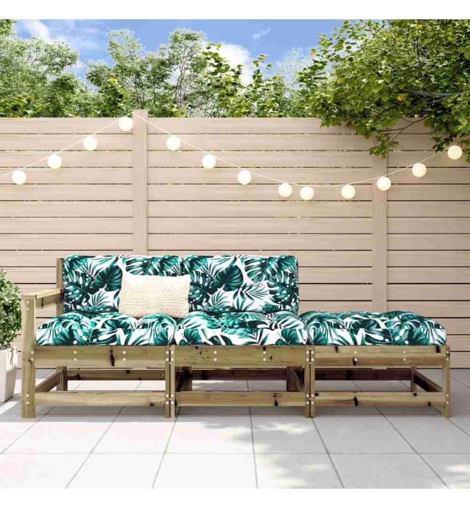3-tlg. Garten-Lounge-Set mit Kissen Kiefernholz Imprägniert