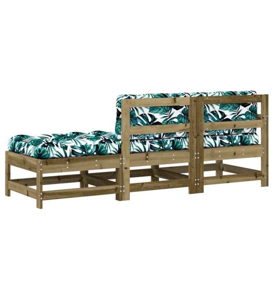 3-tlg. Garten-Lounge-Set mit Kissen Kiefernholz Imprägniert