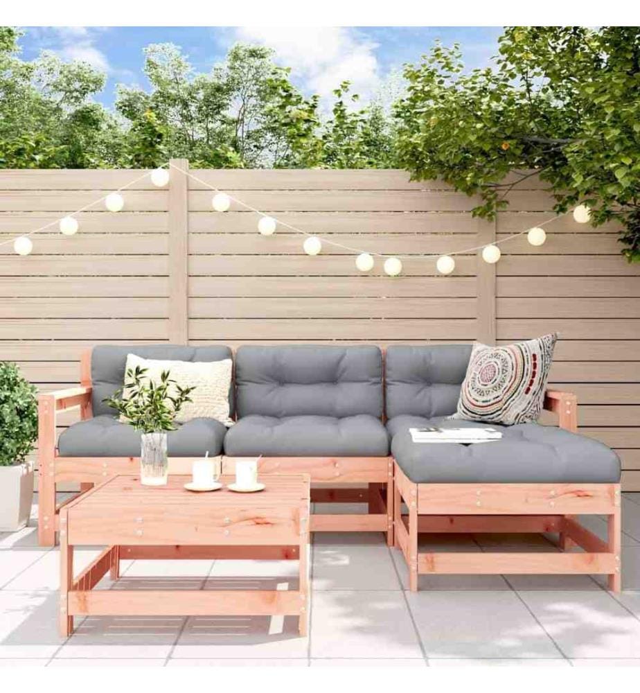 5-tlg. Garten-Lounge-Set mit Kissen Massivholz Douglasie