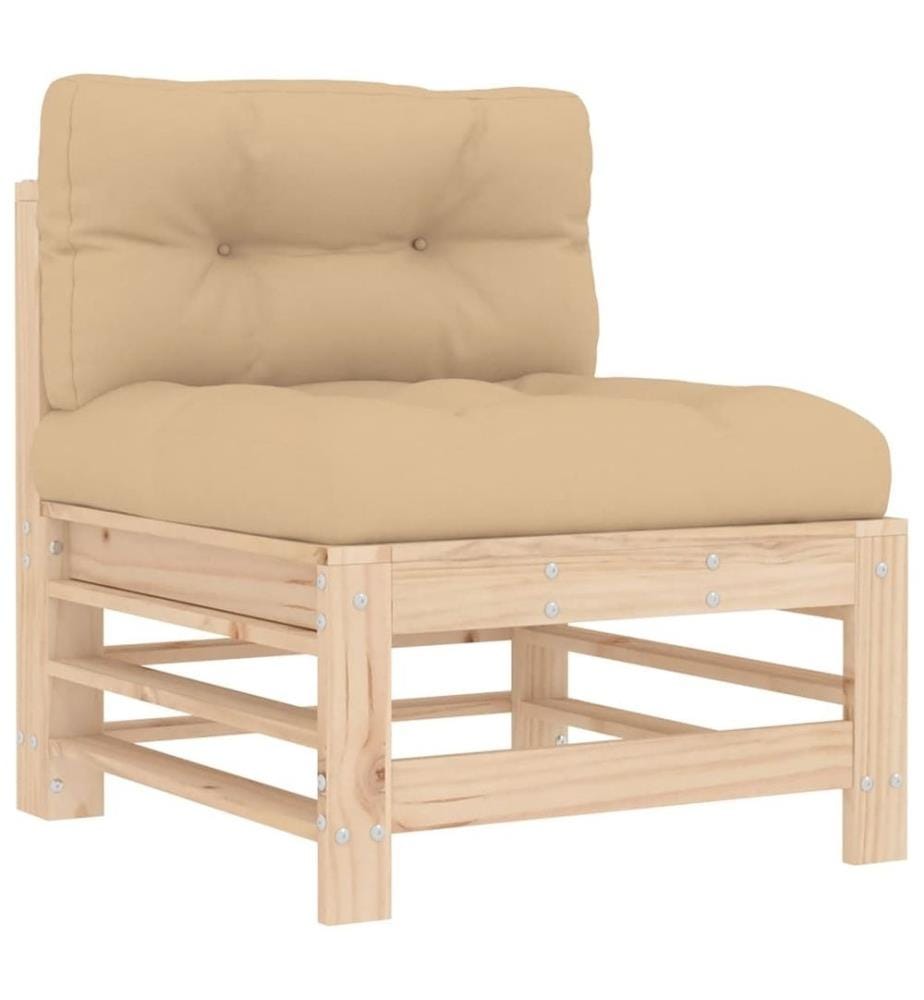 Salon de jardin 10 pcs avec coussins bois massif