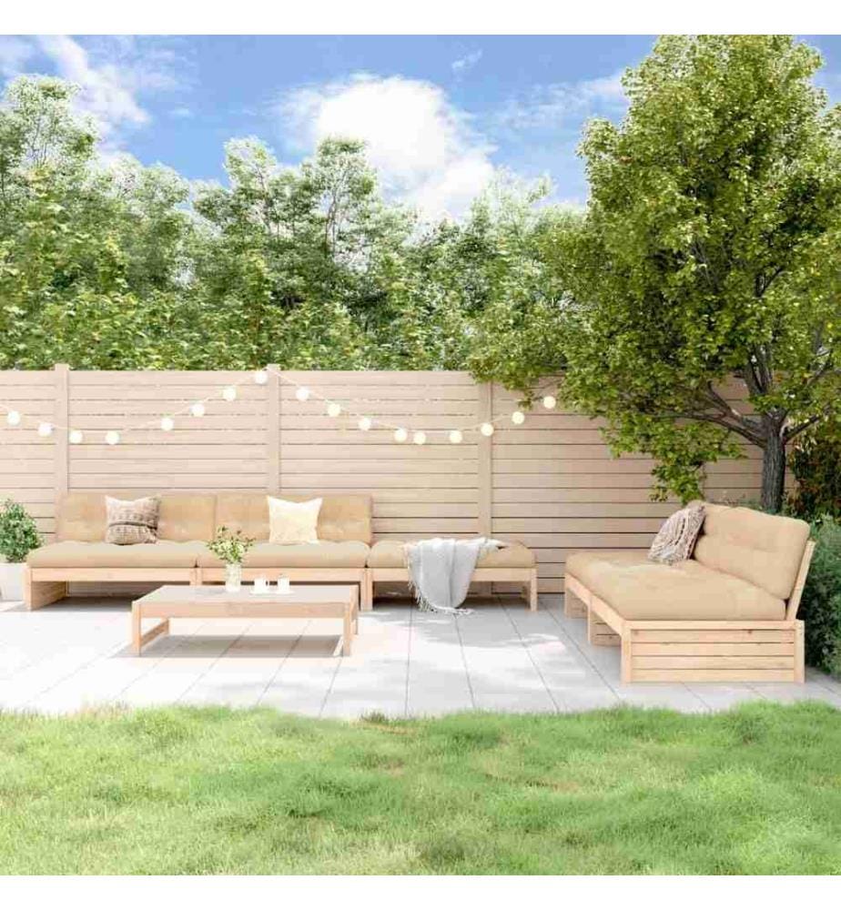 6-tlg. Garten-Lounge-Set mit Kissen Massivholz