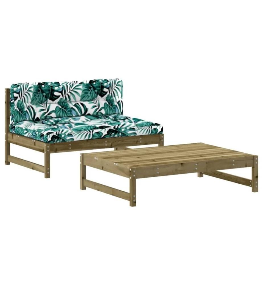 2-tlg. Garten-Lounge-Set mit Kissen Imprägniertes Kiefernholz