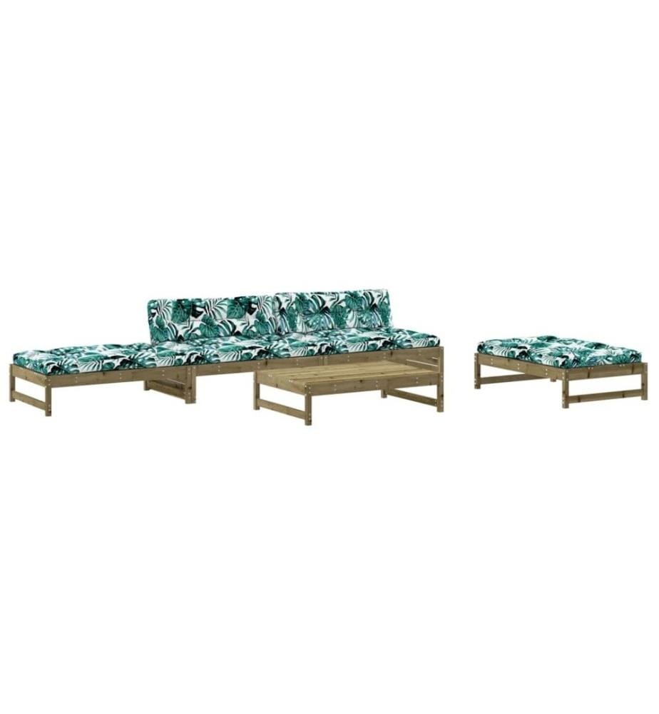 Salon de jardin 5 pcs avec coussins bois de pin imprégné