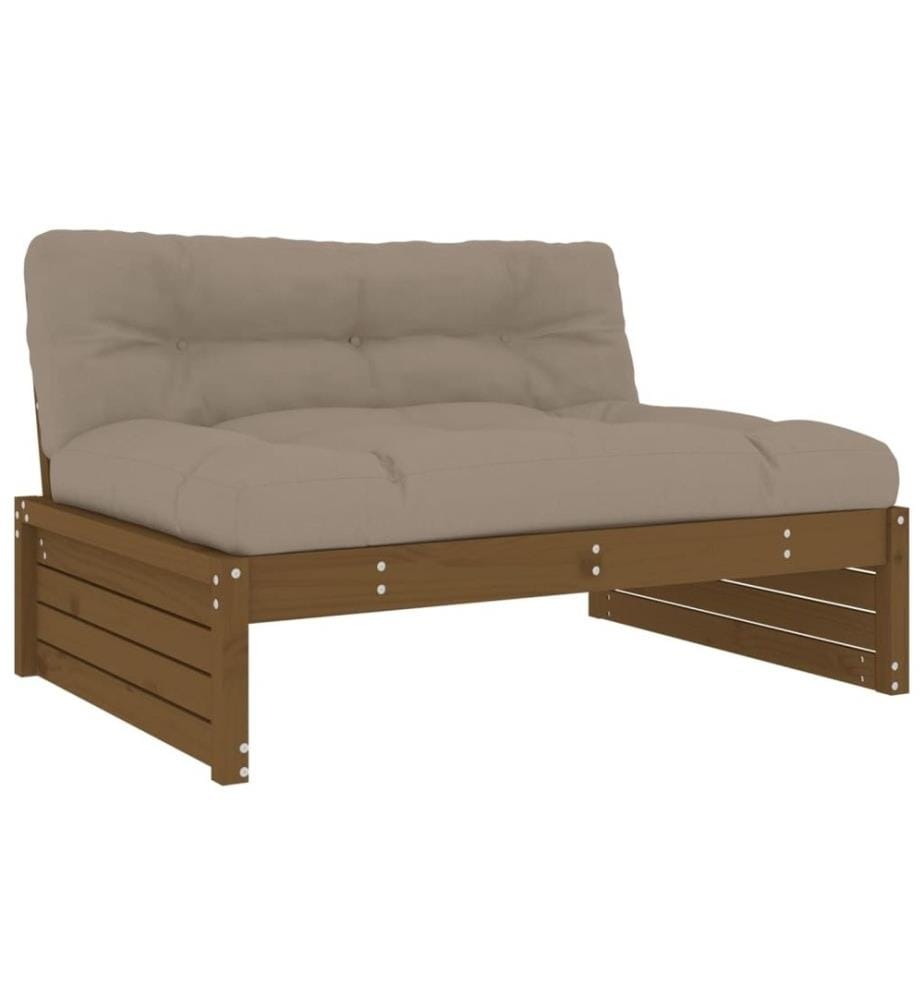 4-tlg. Garten-Lounge-Set mit Kissen Honigbraun Massivholz