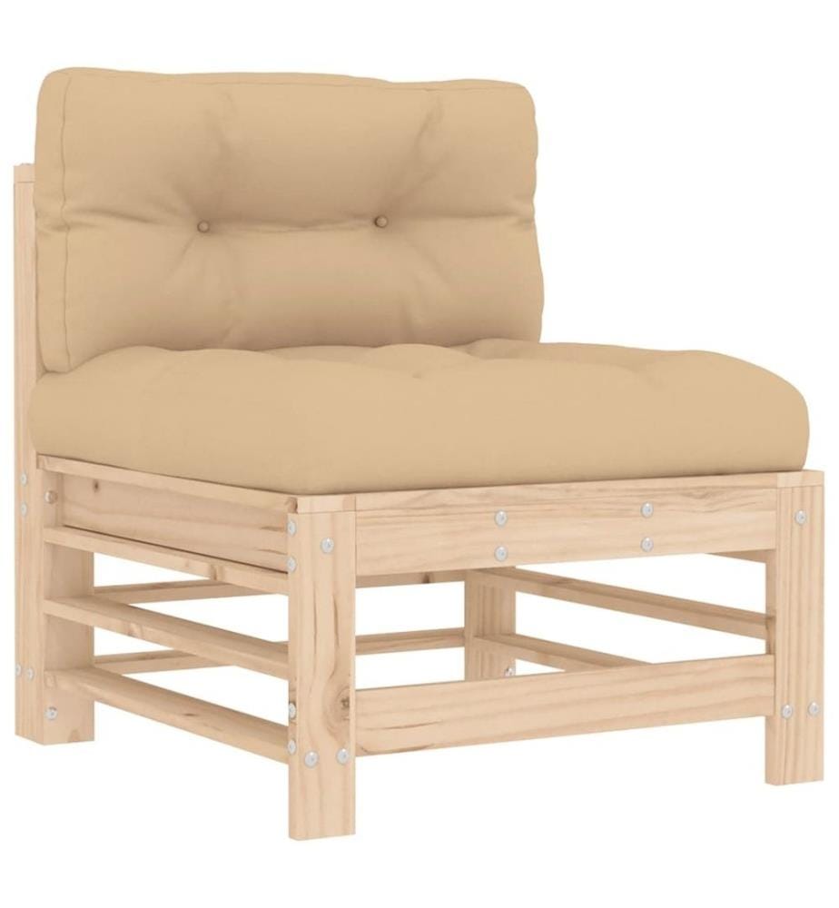 3-tlg. Garten-Lounge-Set mit Kissen Massivholz