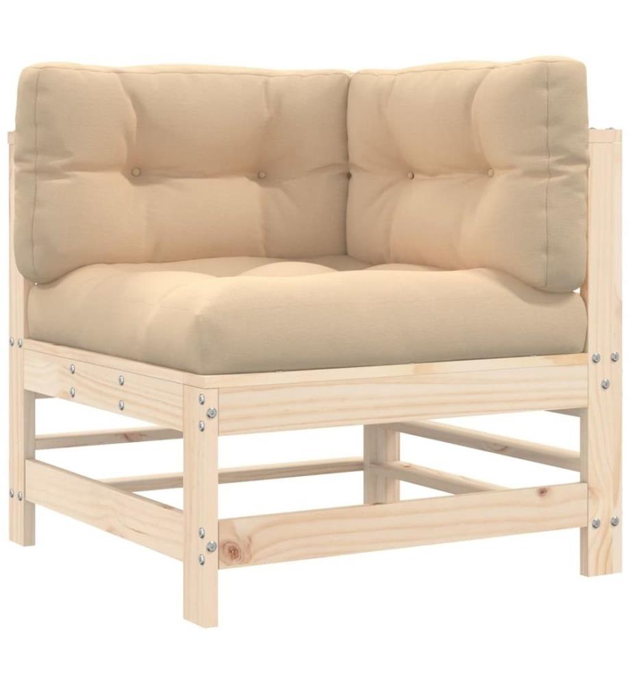 3-tlg. Garten-Lounge-Set mit Kissen Massivholz