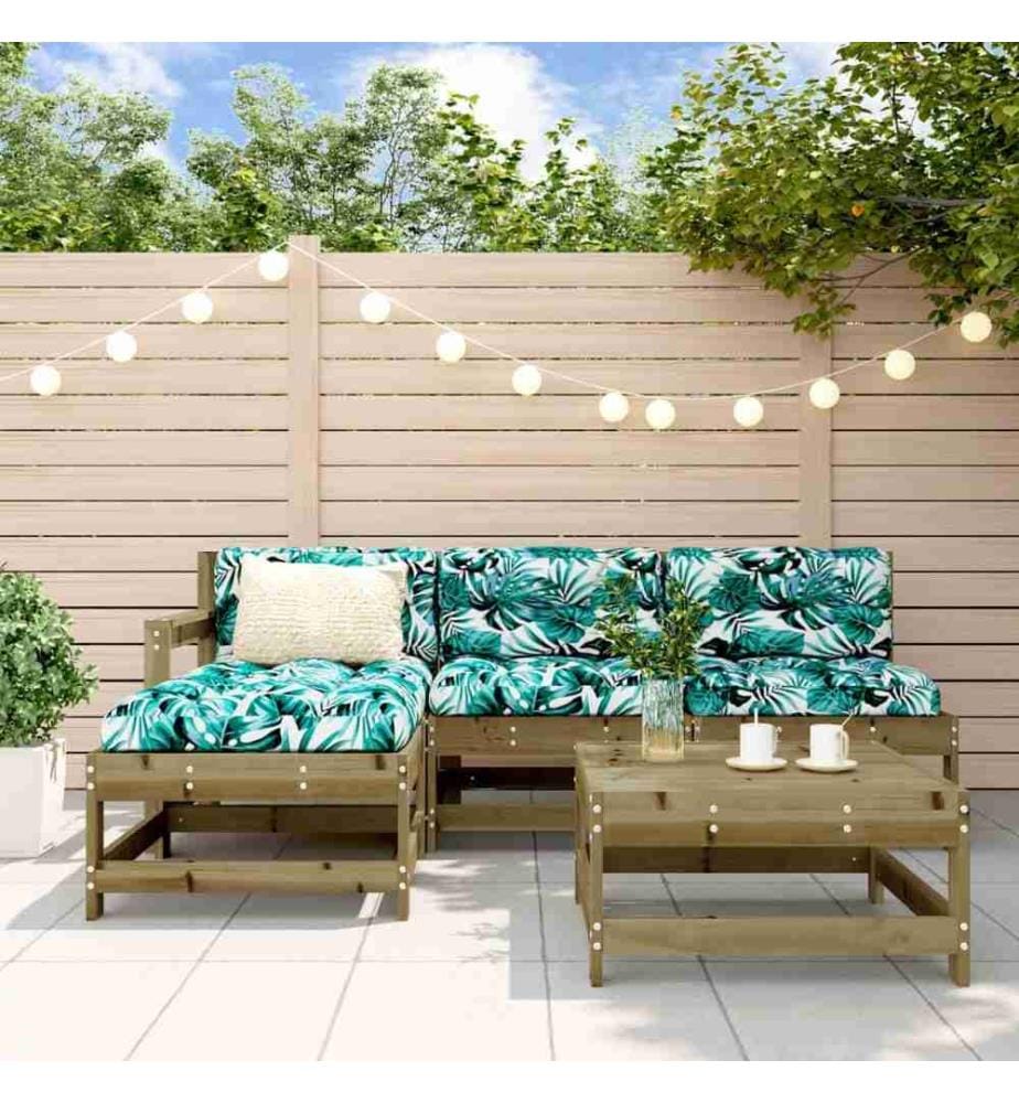 5-tlg. Garten-Lounge-Set mit Kissen Imprägniertes Kiefernholz