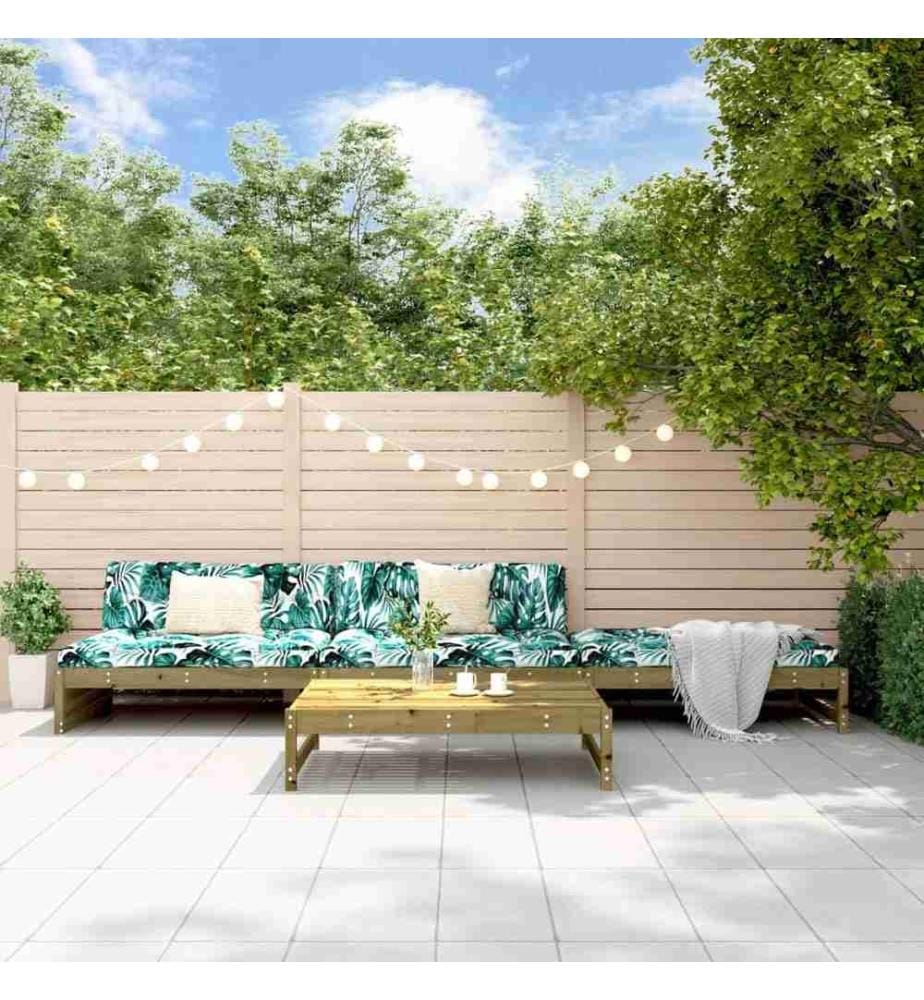 Salon de jardin 4 pcs avec coussins bois de pin imprégné