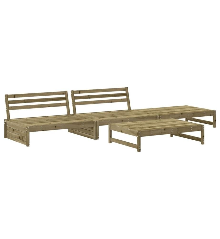 Salon de jardin 4 pcs avec coussins bois de pin imprégné