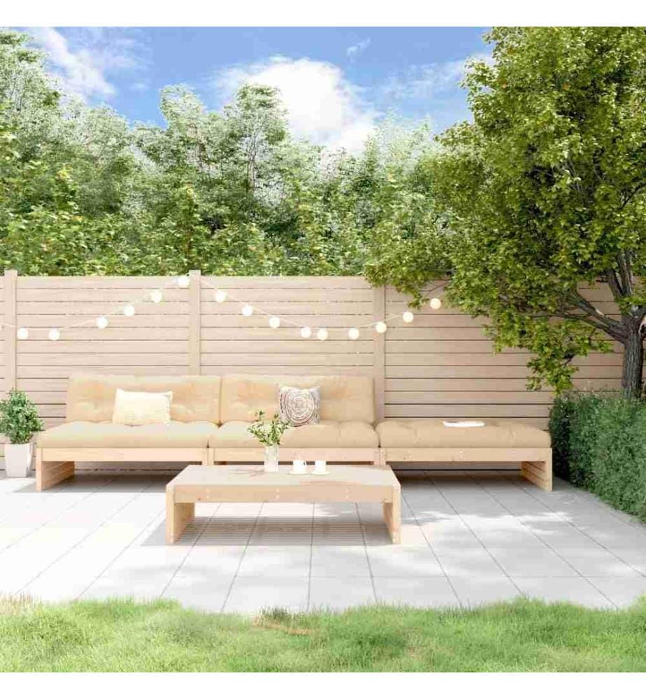 4-tlg. Garten-Lounge-Set mit Kissen Massivholz
