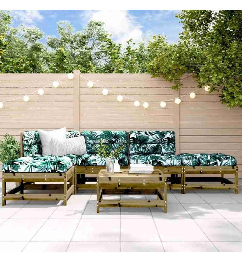 6-tlg. Garten-Lounge-Set mit Kissen Imprägniertes Kiefernholz