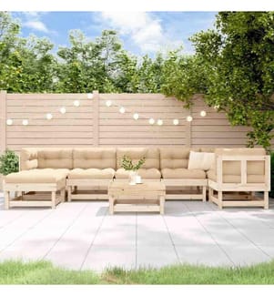 8-tlg. Garten-Lounge-Set mit Kissen Massivholz