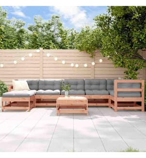 8-tlg. Garten-Lounge-Set mit Kissen Massivholz Douglasie