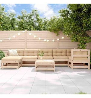 8-tlg. Garten-Lounge-Set mit Kissen Massivholz
