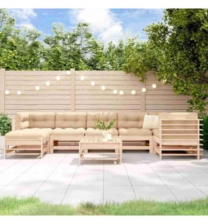 8-tlg. Garten-Lounge-Set mit Kissen Massivholz