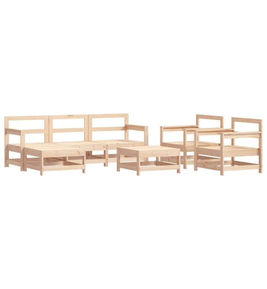 Salon de jardin 7 pcs avec coussins bois massif
