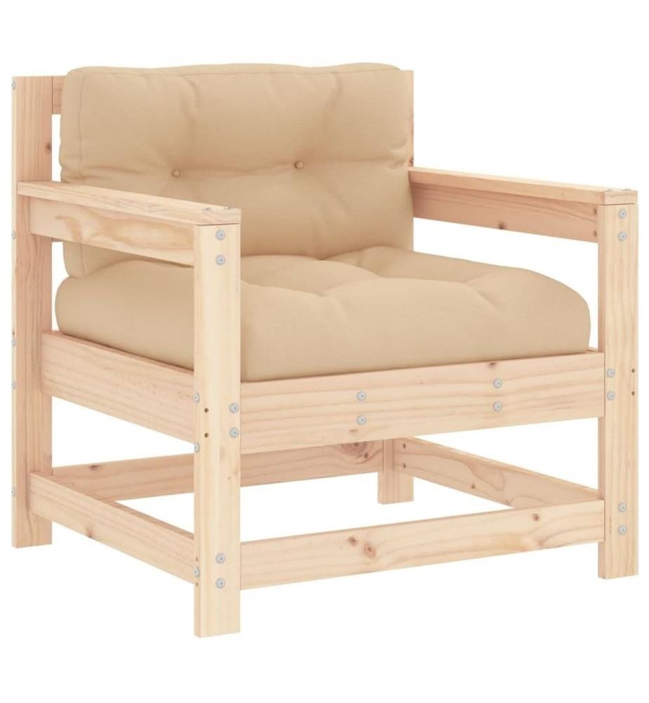 Salon de jardin 7 pcs avec coussins bois massif