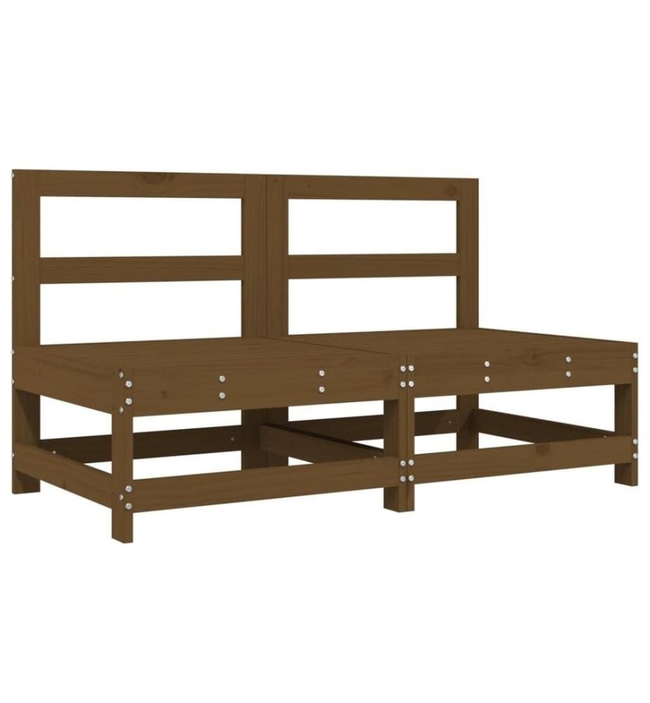 Salon de jardin 6 pcs Marron miel Bois de pin massif
