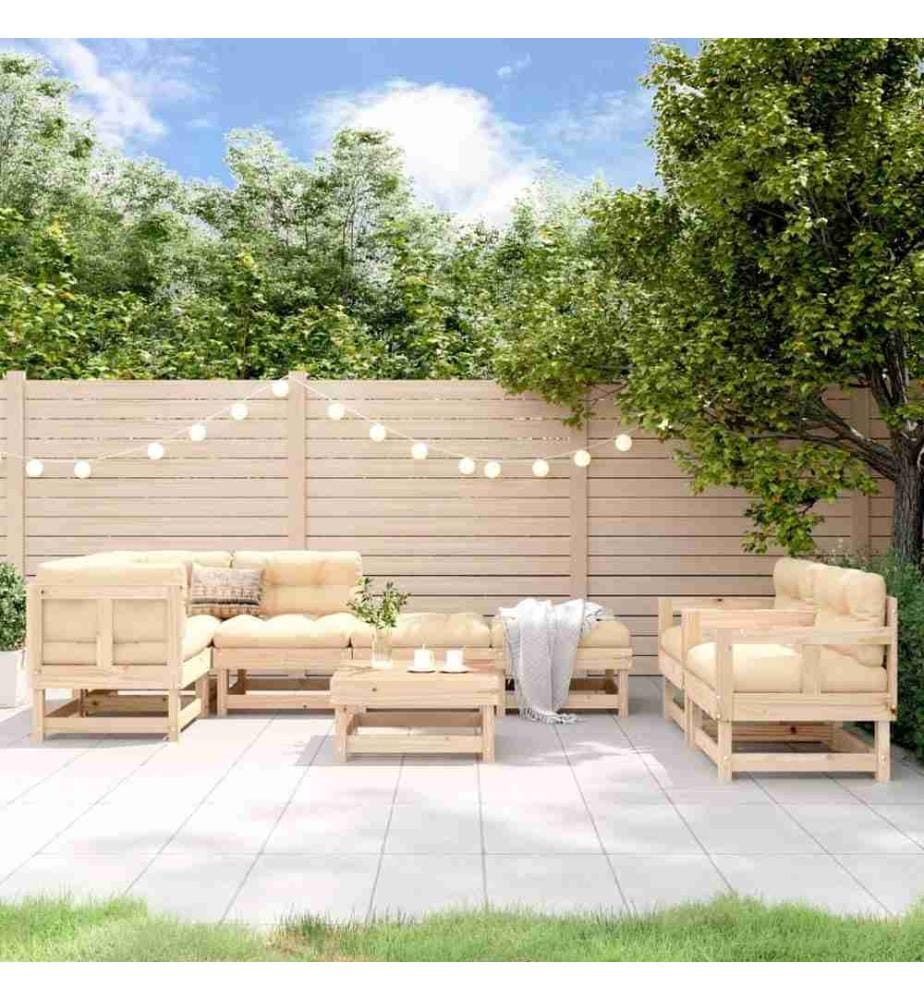 8-tlg. Garten-Lounge-Set Massivholz Kiefer