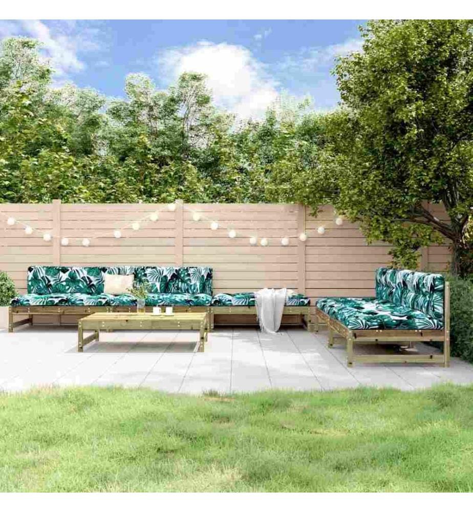 Salon de jardin 6 pcs bois de pin imprégné