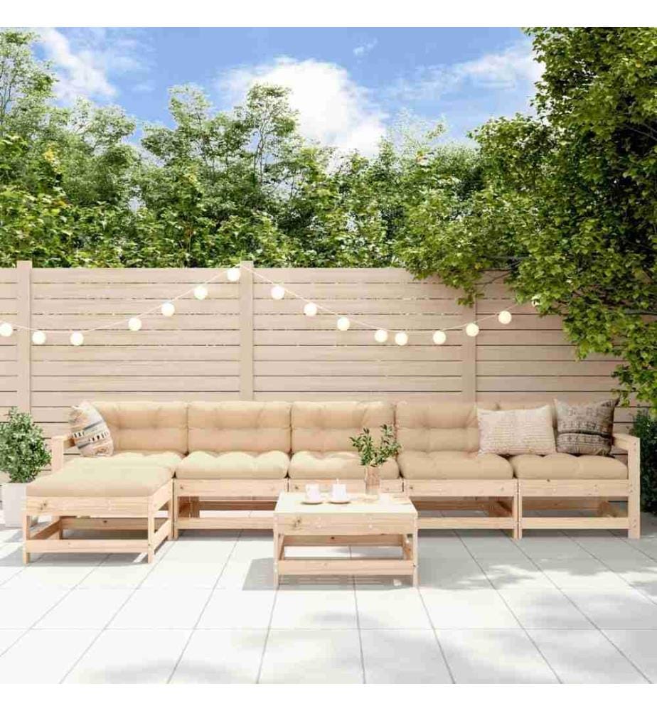 7-tlg. Garten-Lounge-Set Massivholz Kiefer