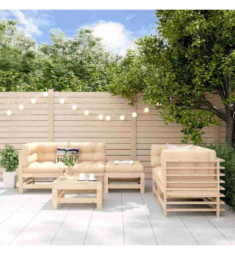 6-tlg. Garten-Lounge-Set Massivholz Kiefer