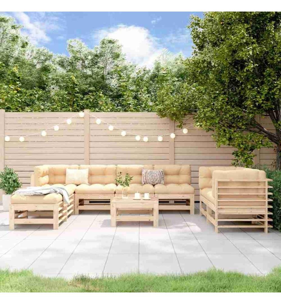 9-tlg. Garten-Lounge-Set Massivholz Kiefer