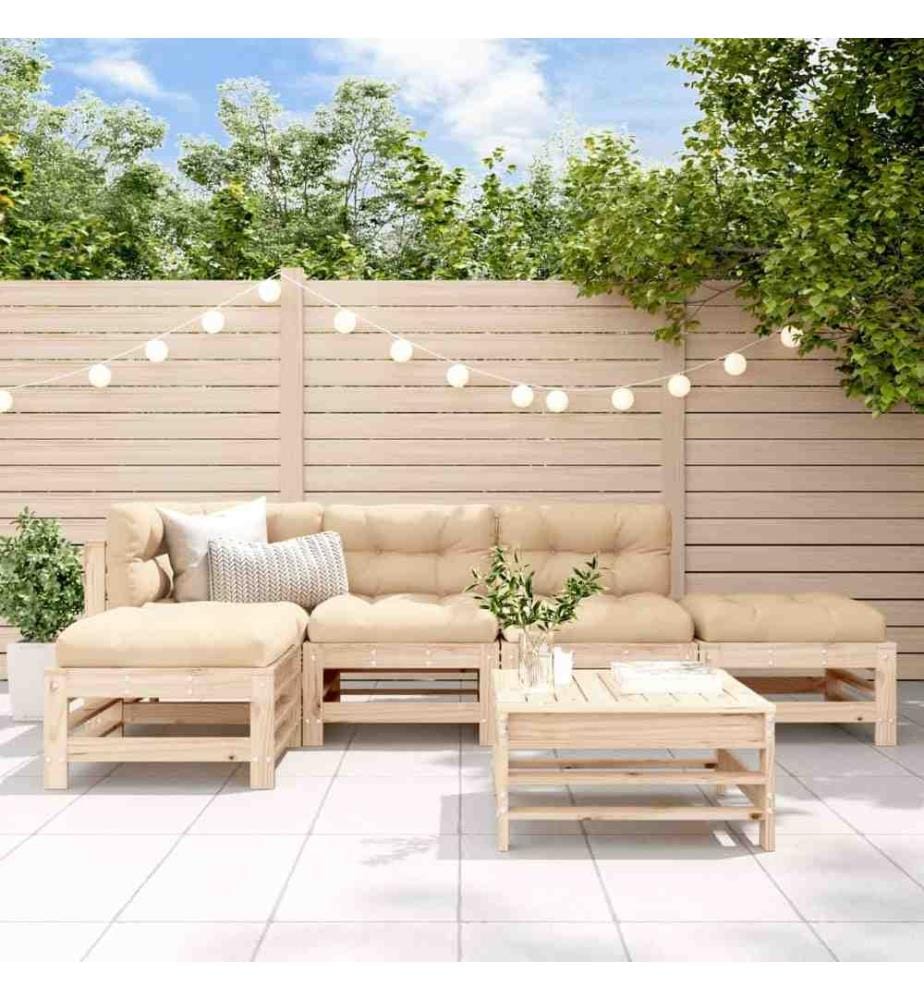 6-tlg. Garten-Lounge-Set Massivholz Kiefer