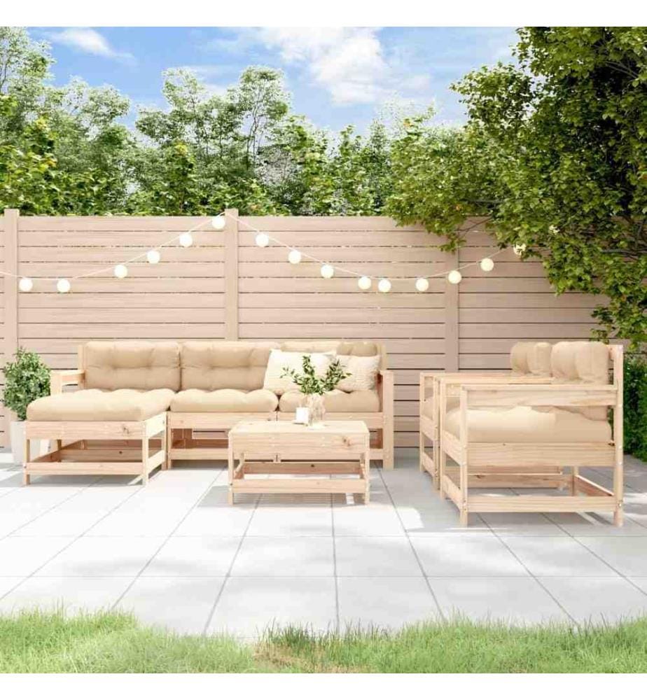 7-tlg. Garten-Lounge-Set Massivholz Kiefer