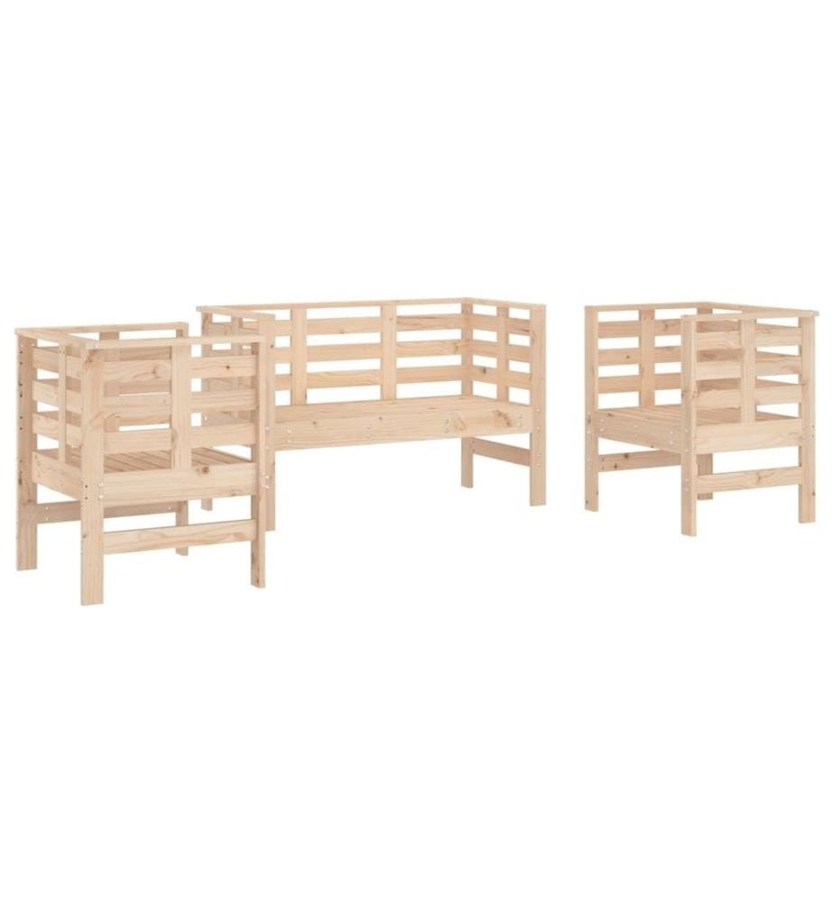 Salon de jardin 3 pcs bois massif de pin
