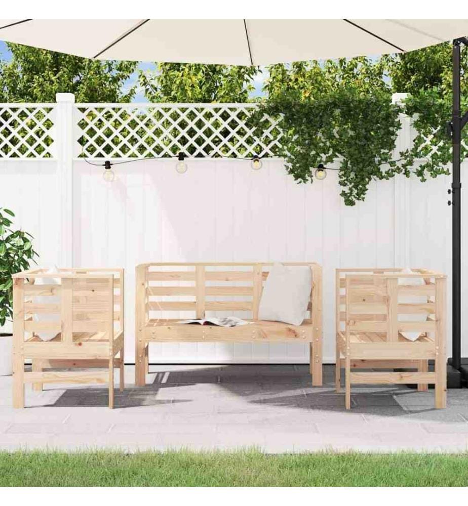 Salon de jardin 3 pcs bois massif de pin