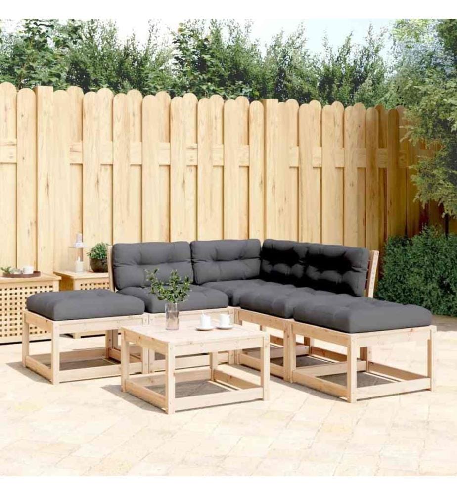 5-tlg. Garten-Sofagarnitur mit Kissen Massivholz Kiefer
