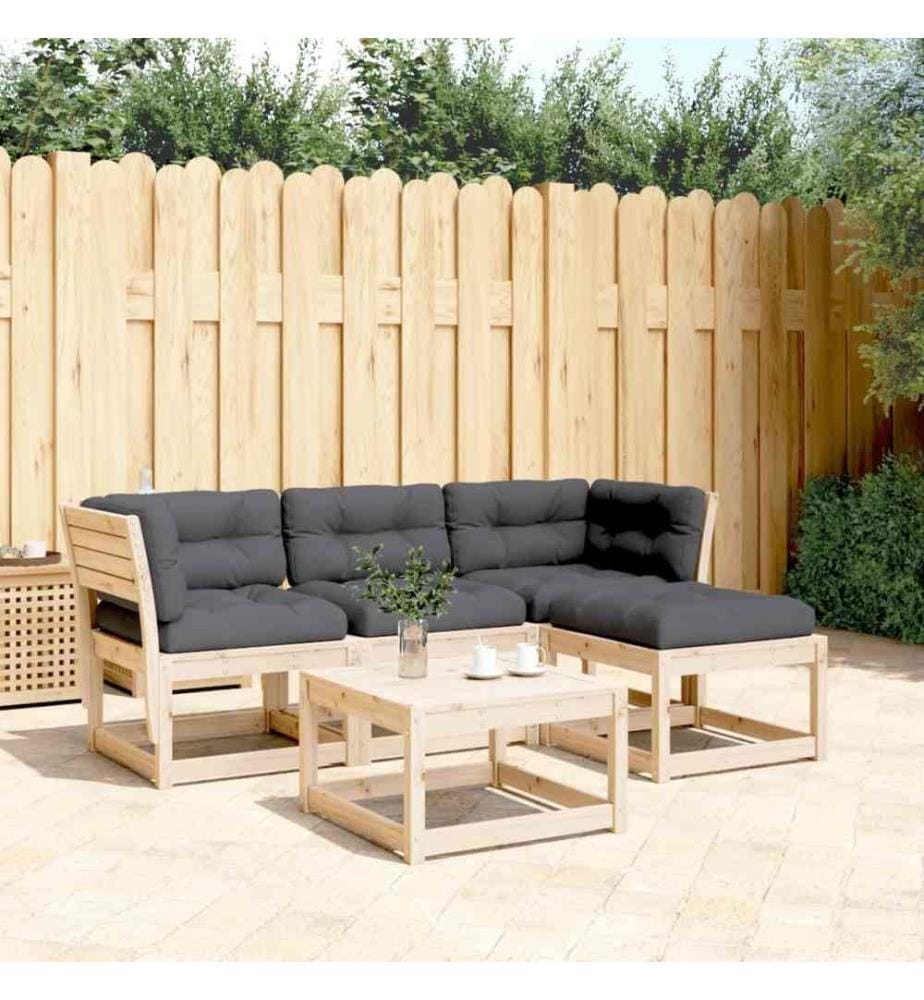 Salon de jardin 4 pcs avec coussins Bois de pin massif