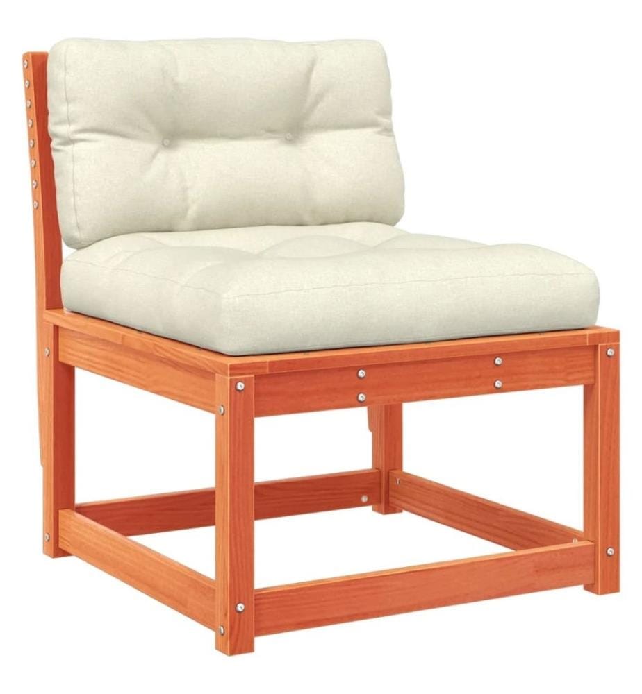 4tlg. Garten-Lounge-Set mit Kissen Wachsbraun Massivholz Kiefer