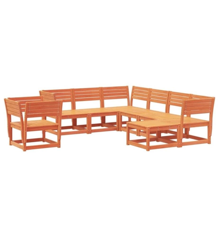 8-tlg. Garten-Lounge-Set Wachsbraun Massivholz Kiefer