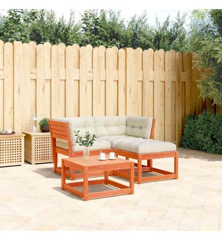 3-tlg. Garten-Sofagarnitur mit Kissen Wachsbraun Kiefernholz
