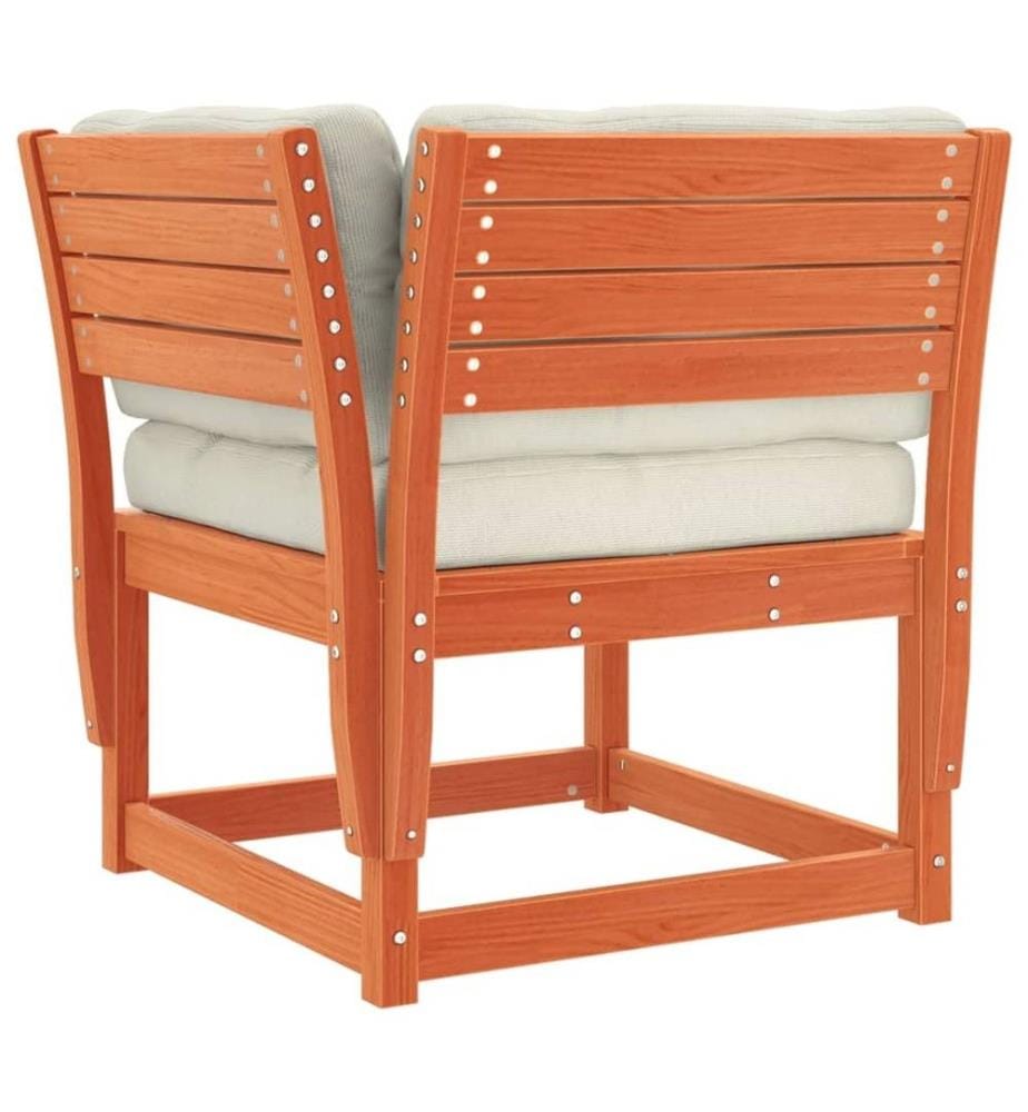 Salon de jardin 8 pcs avec coussins cire marron bois pin massif