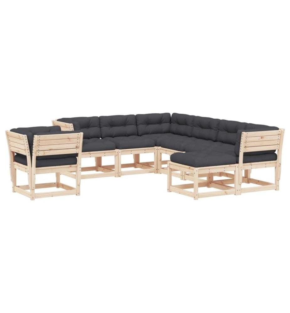 8-tlg. Garten-Lounge-Set mit Kissen Massivholz Kiefer