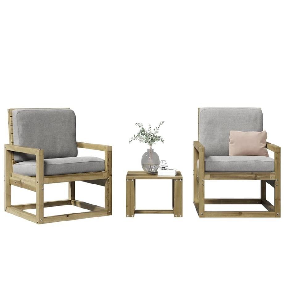 3-tlg. Garten-Lounge-Set Kiefernholz Imprägniert