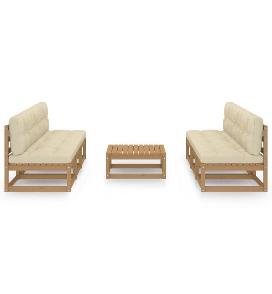 7-tlg. Garten-Lounge-Set mit Kissen Kiefer Massivholz