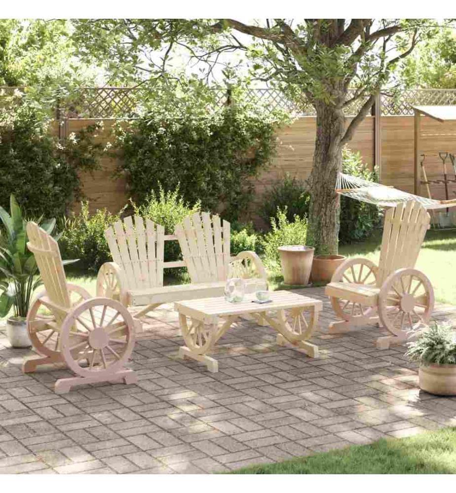 Salon de jardin 4 pcs bois de sapin massif