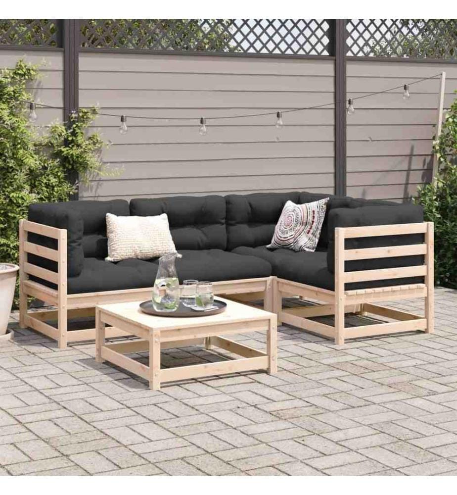 5-tlg. Garten-Sofagarnitur mit Kissen Massivholz Kiefer