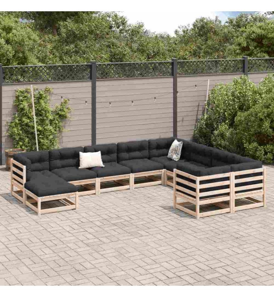 10-tlg. Garten-Sofagarnitur Massivholz Kiefer