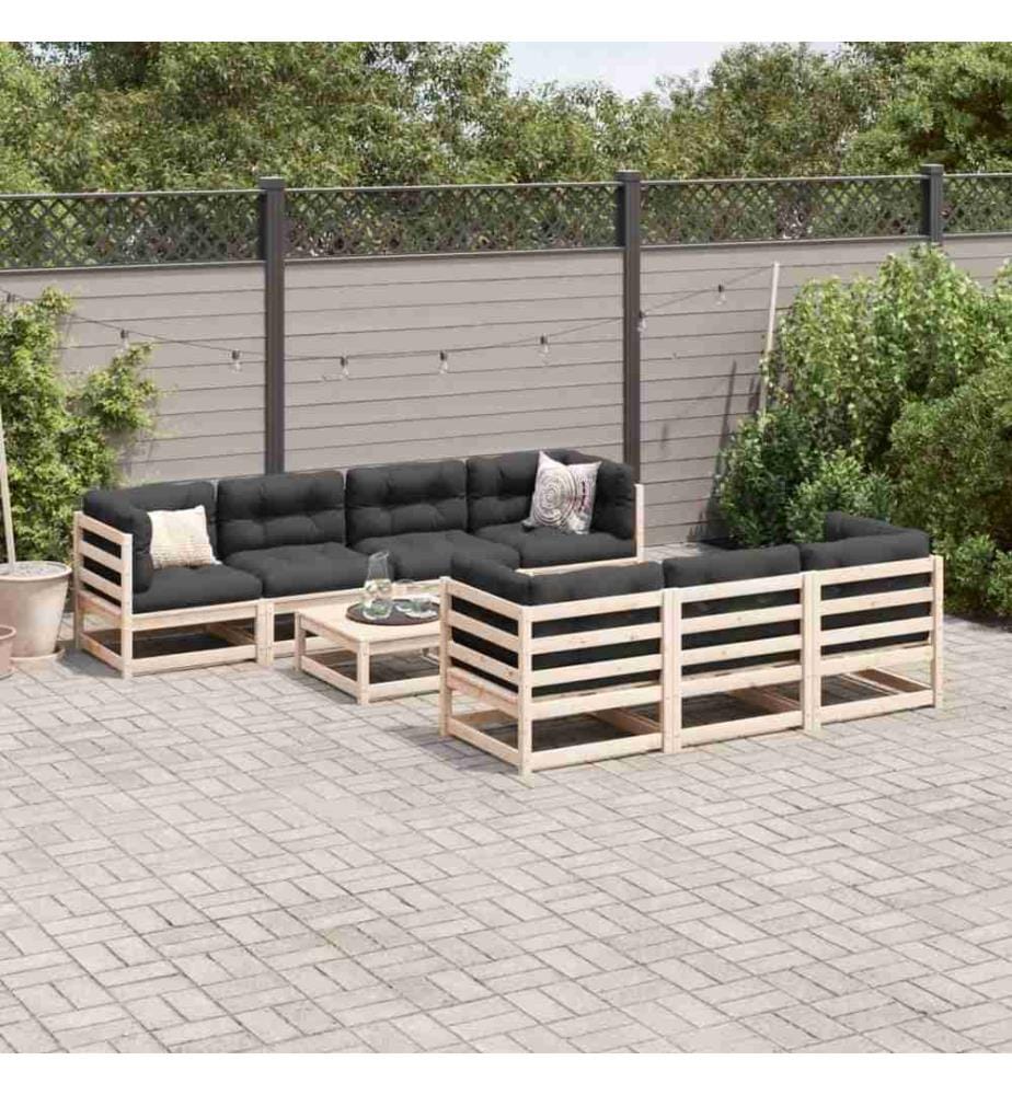 8-tlg. Garten-Sofagarnitur Massivholz Kiefer
