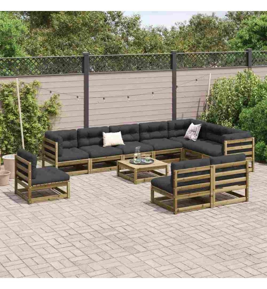 11-tlg. Garten-Sofagarnitur Kiefernholz Imprägniert