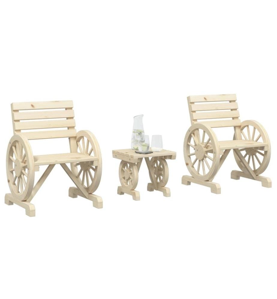 3-tlg. Garten-Lounge-Set Massivholz Tanne