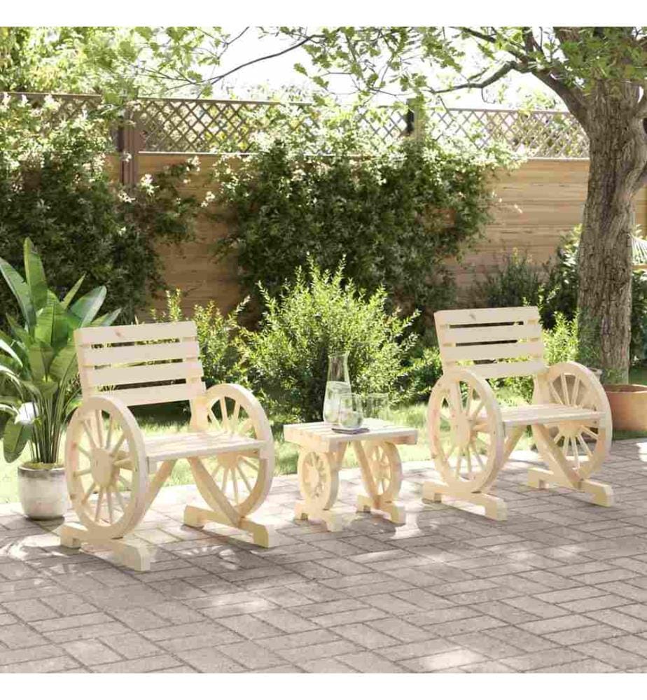 3-tlg. Garten-Lounge-Set Massivholz Tanne